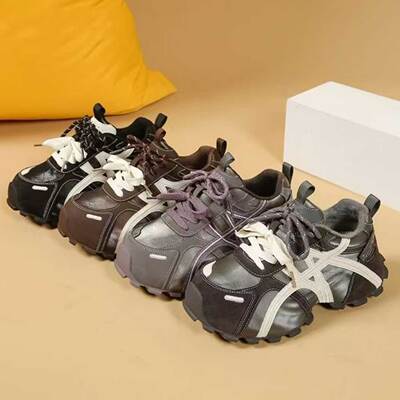 厚底老爹鞋女2025秋冬新款爆款百搭加绒潮酷拼色休闲运动增高鞋子