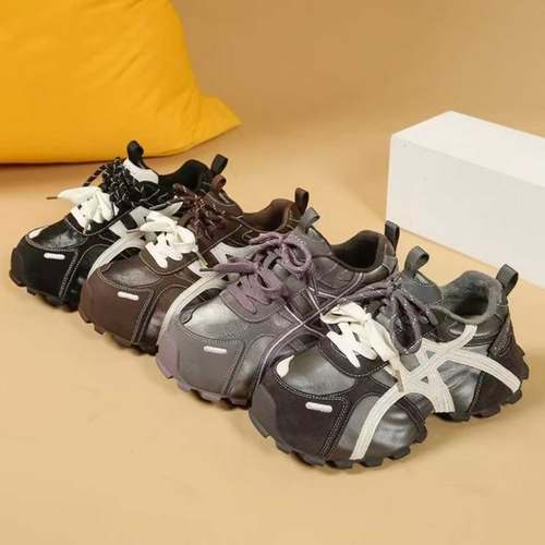 厚底老爹鞋女2025秋冬新款爆款百搭加绒潮酷拼色休闲运动增高鞋子