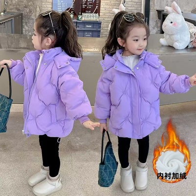 女童棉服冬季加绒加厚保暖外套