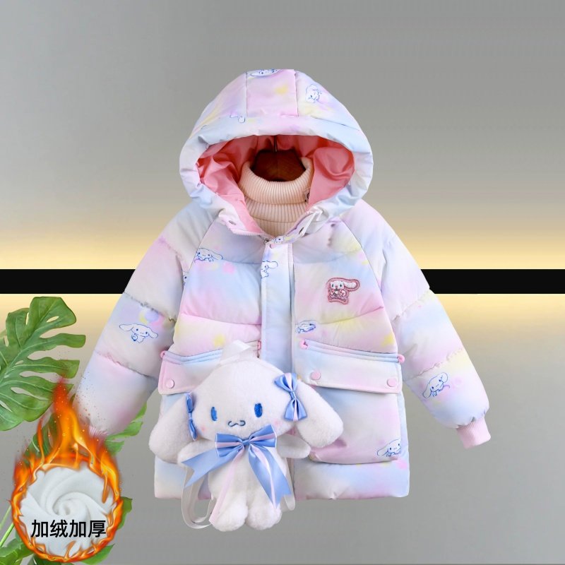 女童冬季棉服加绒加厚棉衣2025新款中大童女孩中长款冬装棉袄外套