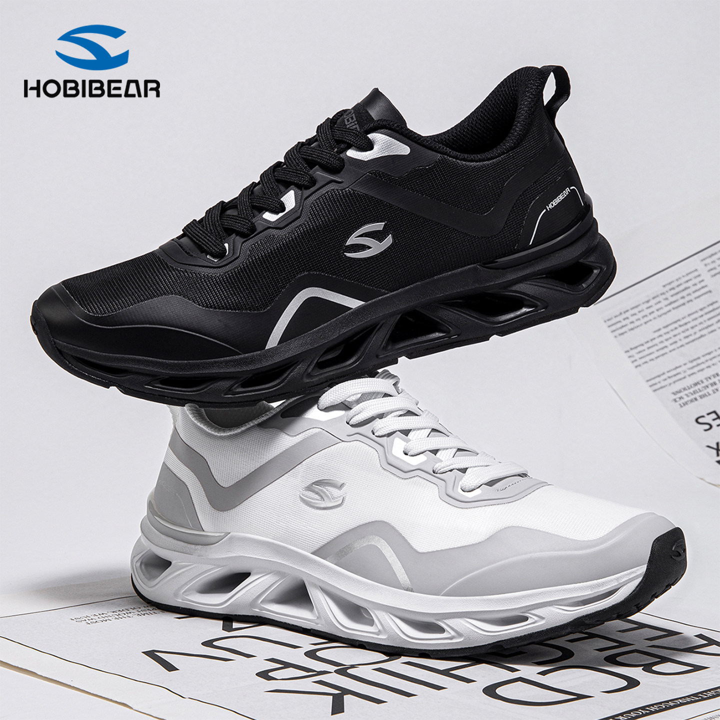 HOBIBEAR网面透气男鞋2026春夏新款百搭时尚帅气爬山跑步鞋舒适潮
