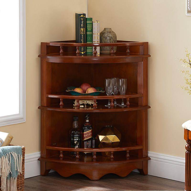 欧式实木置物架饭厅客厅墙角卧室转角柜矮柜餐边三角柜收纳整理架