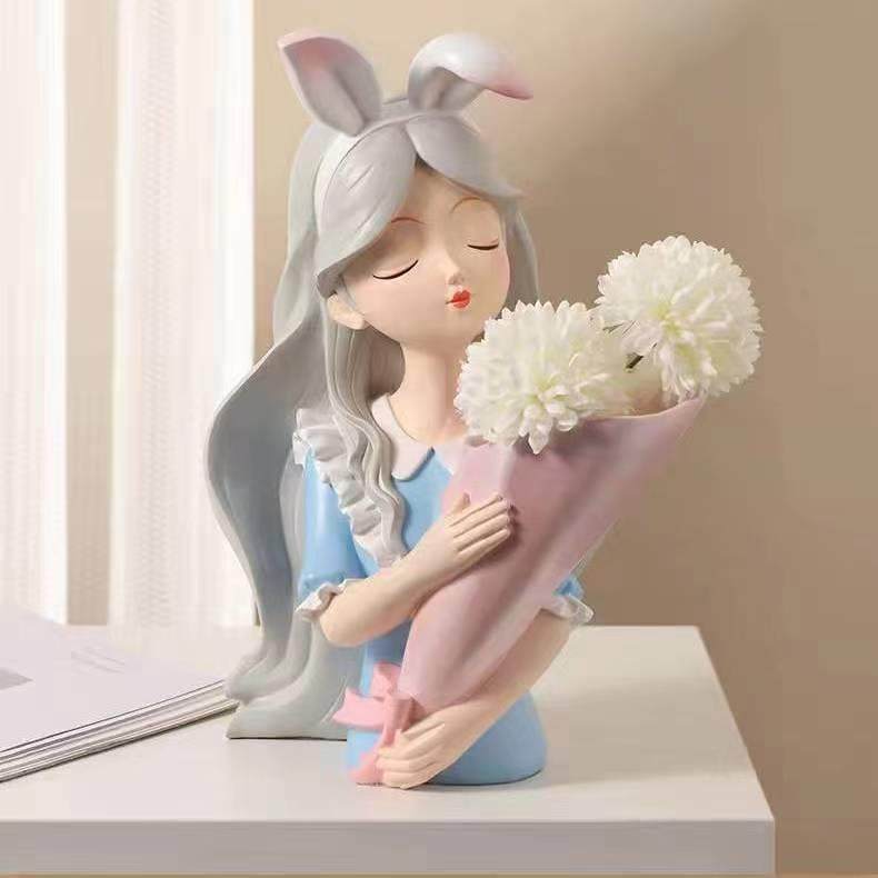 轻奢爱丽丝女孩创意摆件捧花花瓶家居装饰品桌面客厅电视柜摆设,畜牧/养殖物资,畜牧/养殖器械,淘宝优惠券,粉丝福利购,淘宝优惠卷
