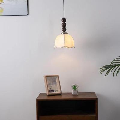 南洋风卧室床头灯小吊灯法式复古中古奶油餐厅餐桌吧台布艺吊线灯