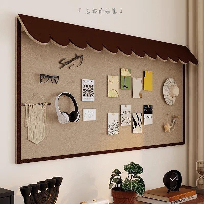 立体屋檐毛毡板照片墙复古高级感墙贴软木板留言板相片展示板包邮