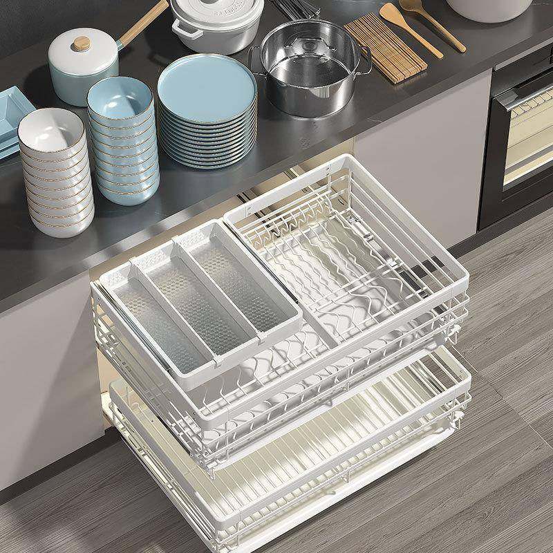 白色奶油风不锈钢拉篮双层碗碟篮厨房橱柜碗盘架抽屉新品,畜牧/养殖物资,畜牧/养殖器械,淘宝优惠券,粉丝福利购,淘宝优惠卷