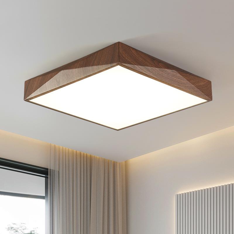 卧室灯现代简约护眼创意几何led超薄方形书房阳台房间木纹吸顶灯