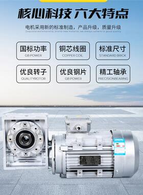 NMRV减速机配套电机25/30/40/50/63/75/90全速比电机减速机配套