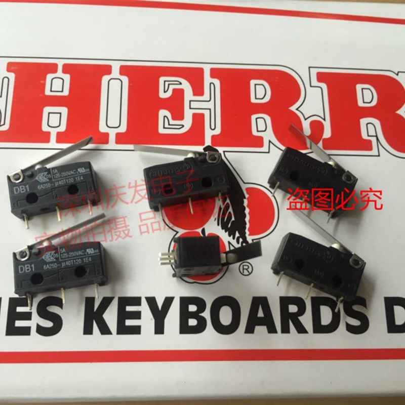 进口德国CHERRY樱桃DB1针脚3脚白点6A中号微动开关带直柄行程开关
