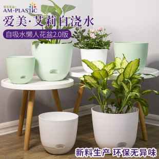 爱美懒人花盆自动吸水室内蓄水储水塑料小大号绿萝吊兰水培免浇水