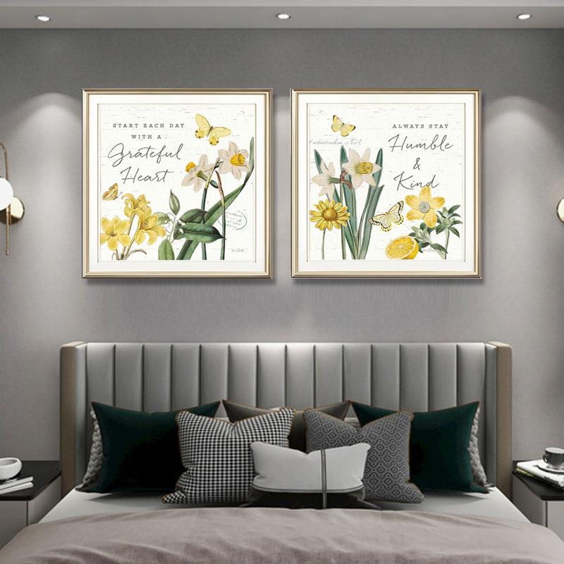 卧室床头装饰画现代简约温馨宾馆房间背景画轻奢壁画两联主卧挂画