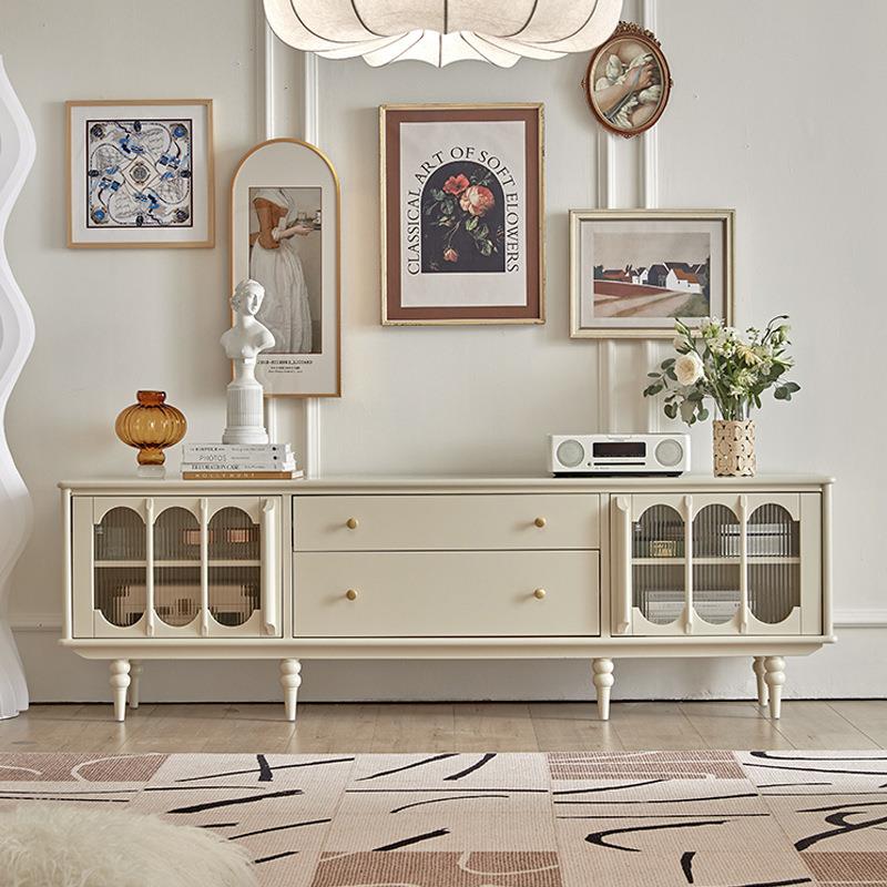 法式轻奢实木电视柜高级感复古奶油风地柜现代简约客厅收纳储物柜
