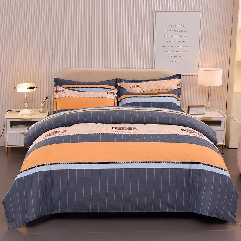 秋冬加厚磨毛简约四件套纯棉床上用品圆角床单被套全棉南通家纺