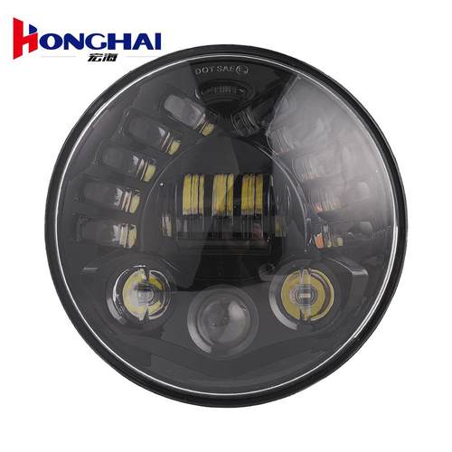 新款7寸适用牧马人哈雷前大灯led前照灯改装车灯远近光透镜70w