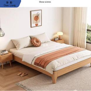 全实木大板整块无拼接胡桃木框架升级竖向铺板无床头款榻榻米床架