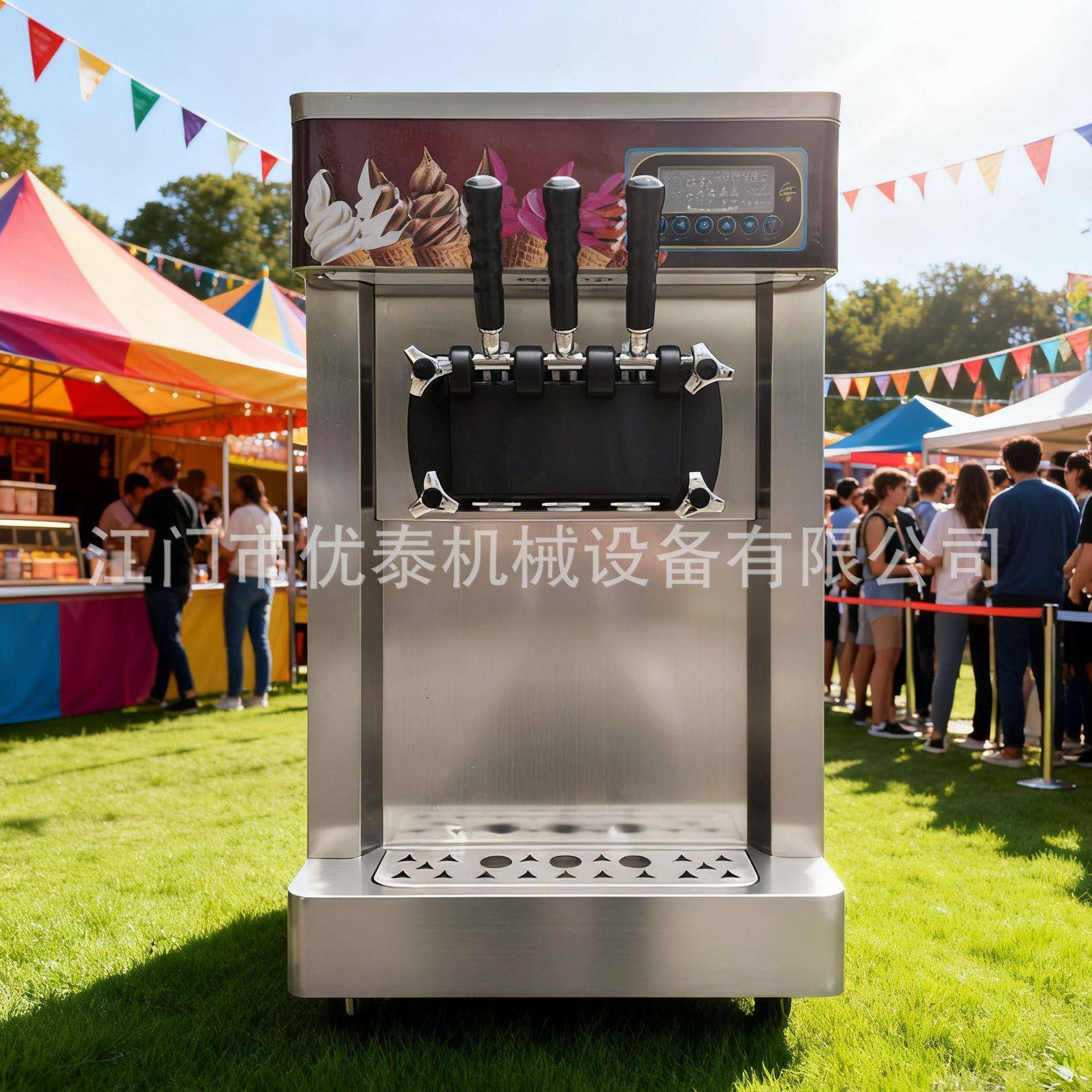 优泰外贸不锈钢软冰淇淋机软冰激凌生产机器台式雪糕机软冰机110V