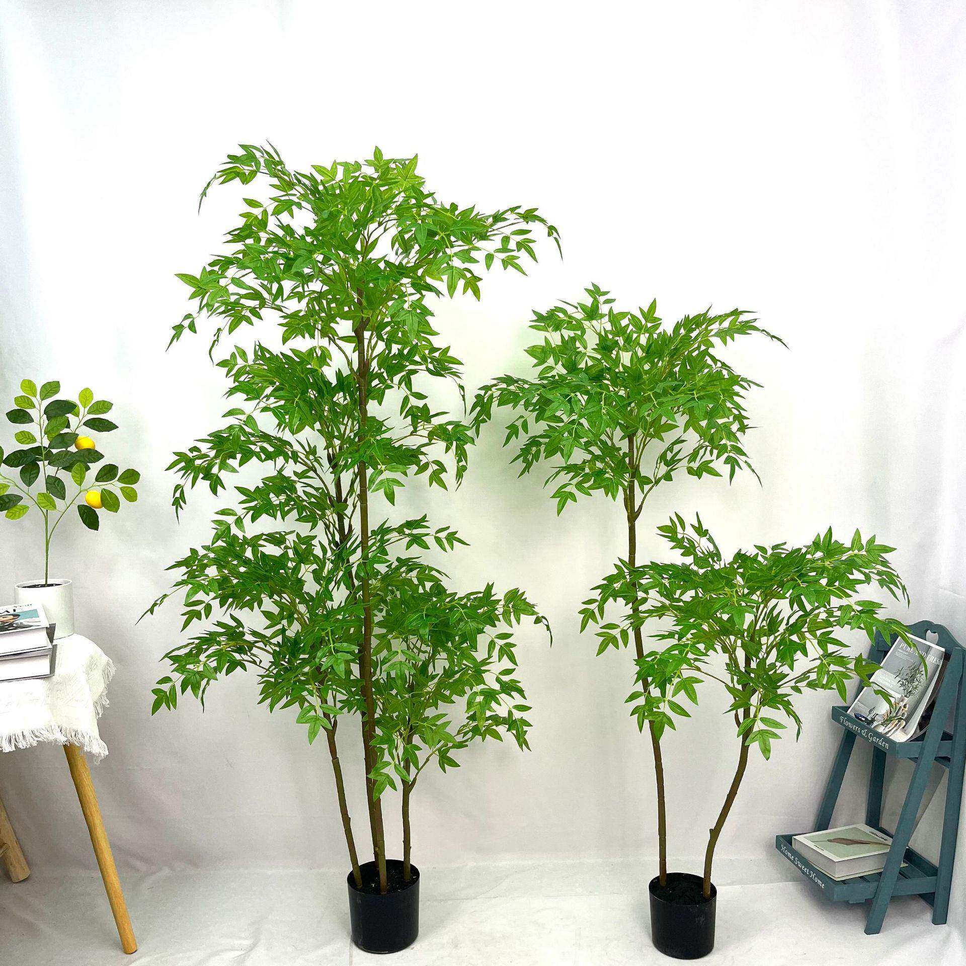 高端轻奢仿生假植物盆栽仿真绿植南天竹客厅装饰树摆件假花仿真花