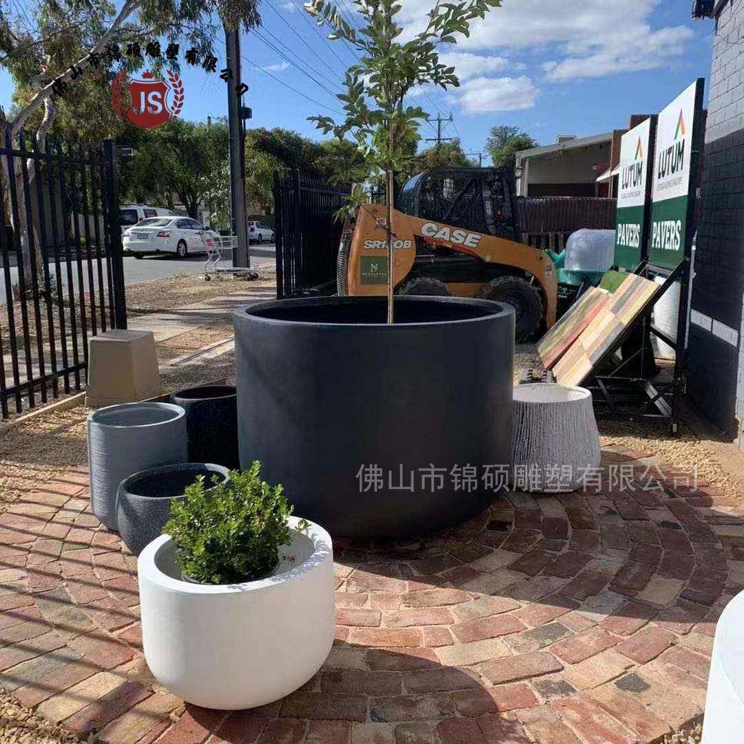 景观园林水泥大花盆户外种树镁泥盆客厅阳台绿植盆圆形花器