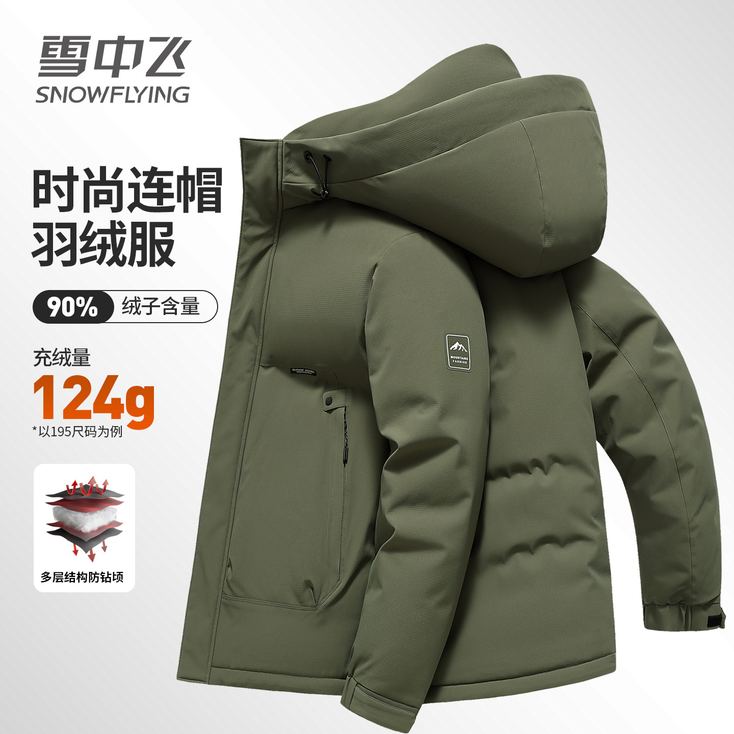 雪中飞冬季男士羽绒服工装加厚大口袋休闲防风连帽白鸭绒保暖外套,男装,羽绒服,淘宝优惠券,粉丝福利购,淘宝优惠卷