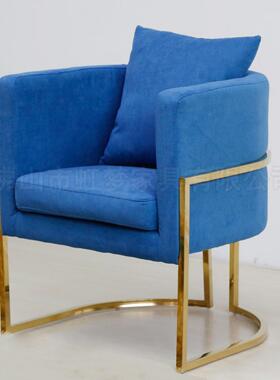 灰色PU皮软包休闲椅小围椅洽酒店不钢接待椅谈桌FUY样板房扶锈手