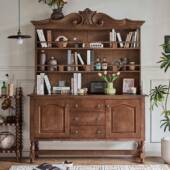 复法式 古实木纳碗筷家柜用客厅收储物柜酒柜餐厅橱柜BCC茶水柜美