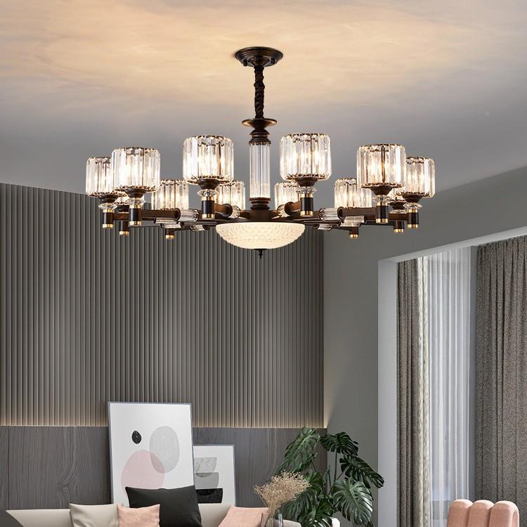 灯客厅水晶吊现代简约轻QXR奢大气年美式餐厅2025新复式楼款别墅