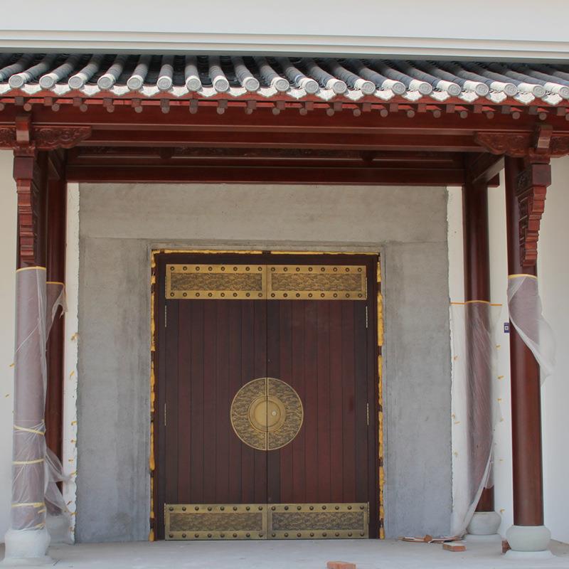 中式仿古实木大门双进户庭别墅复古门围WTZ墙开原木入户大厂院家