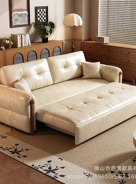 古鼎博油蜡皮沙发台床中风洗多功能一体两用书房MDN阳可储物沙发