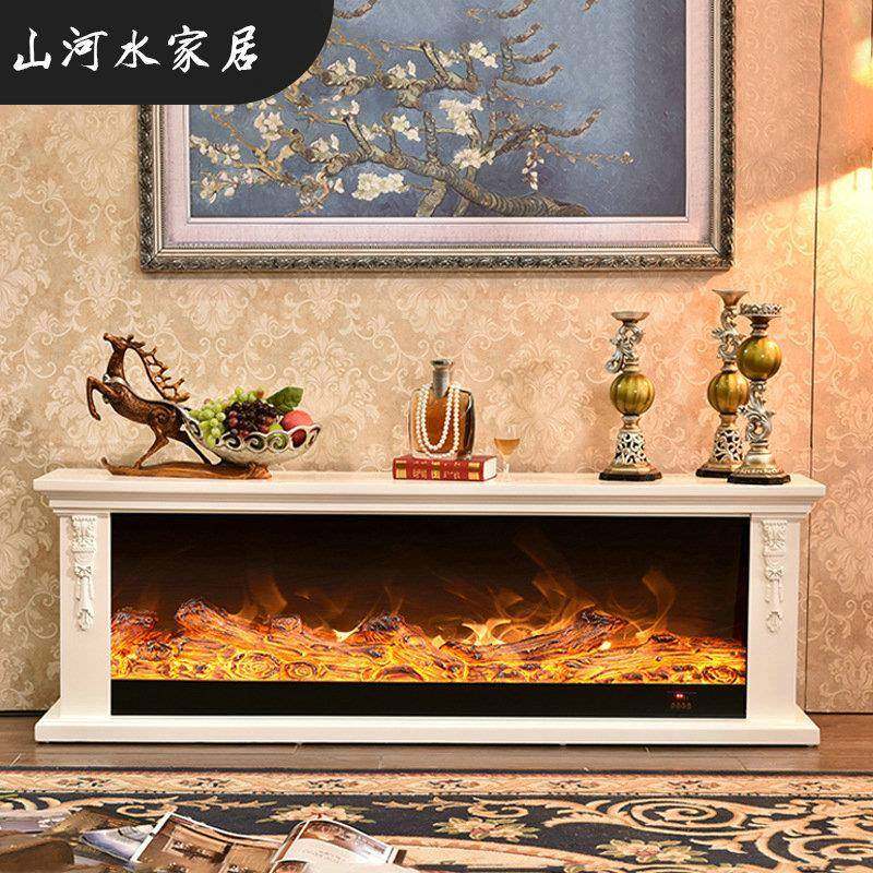 18m法式电视柜.仿真焰电子壁炉饰芯RKT家火用取暖实木装柜