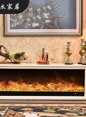 18m法式电视柜.仿真焰电子壁炉饰芯RKT家火用取暖实木装柜