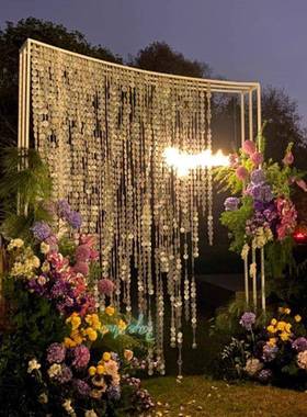 新款婚铁艺19397道具户外礼场弧景布置婚森系贝母片形方框庆背景