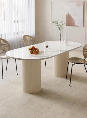 奶油风岛台餐桌体一异形BGY岩餐桌椅组合现代简约板家用小户轻型