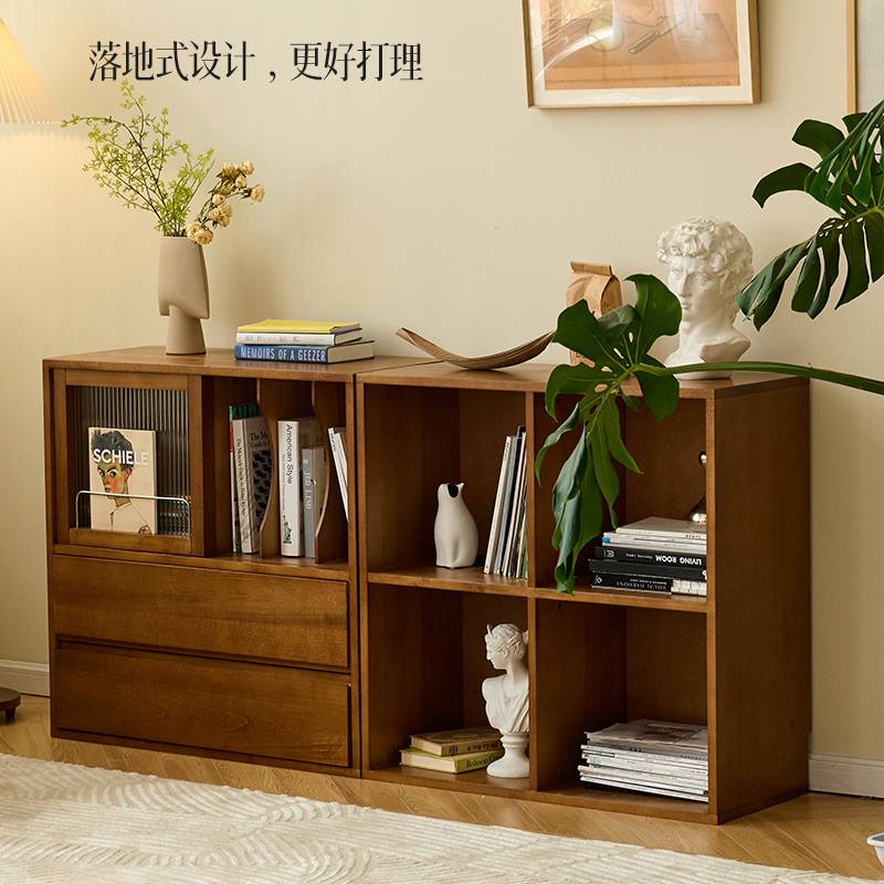 5V实木书柜组合黄杨木家具储物柜组合柜展示柜酒柜餐边柜落地收纳