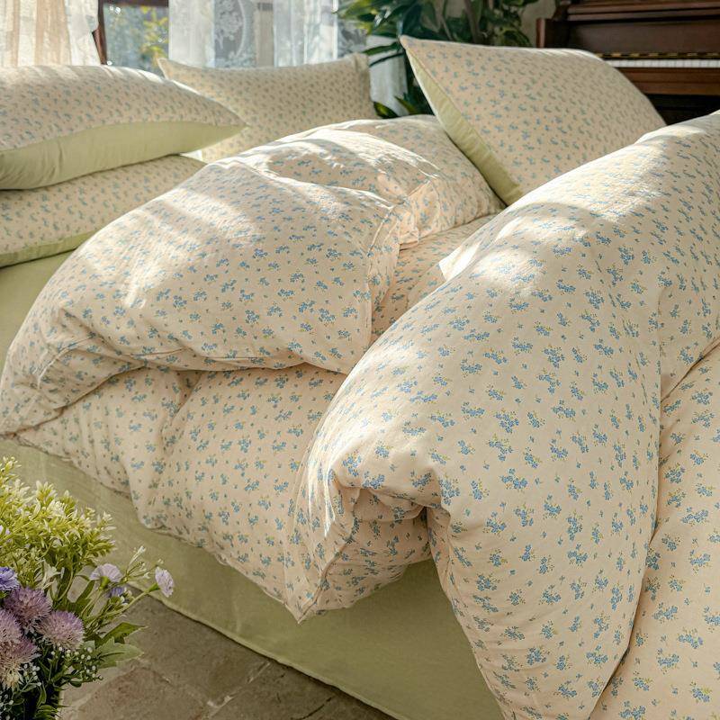 a类双层纯被套单件家用全棉被棉罩三套春季件宿LCT纱舍单人被套