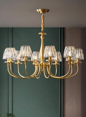 约轻奢水华晶客厅全36473铜灯现代吊简奢别墅复式楼大厅饭厅铜吊