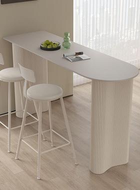 奢岩板吧桌家用客厅厨房边隔断吧台阳轻台靠墙台半圆PUT脚小户型