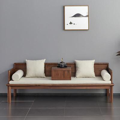 厂家直销新式实木推客拉罗汉床简中57204约黑胡户桃木厅大小型沙