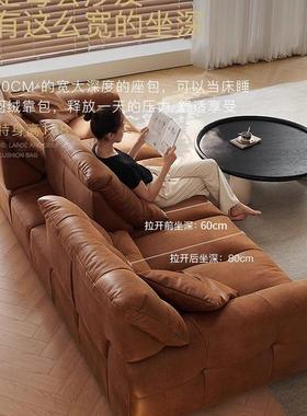 奈丘云大黑熊沙发超深坐宽动直SVI排油蜡猫抓皮色焦糖朵可移靠背