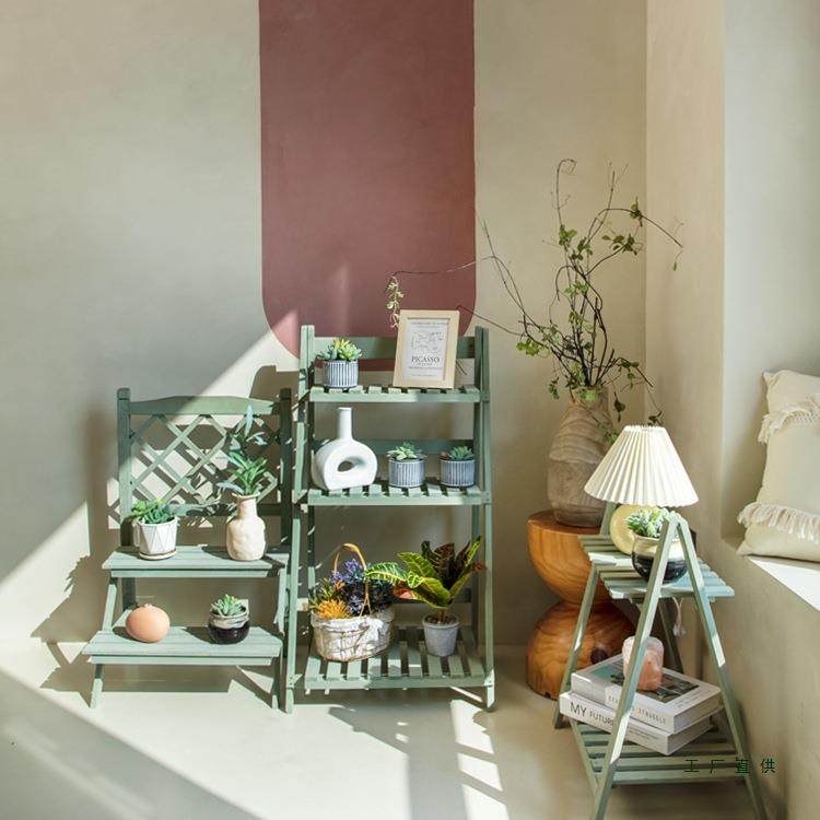 阳台小花架植物架花复古实地落木置物架飘窗多肉式架子花盆摆985,住宅家具,花架/花几,淘宝优惠券,粉丝福利购,淘宝优惠卷