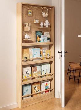收纳架实木洞洞置物架窄缝门后小书户型架薄柜层子ZUN壁挂多绘本
