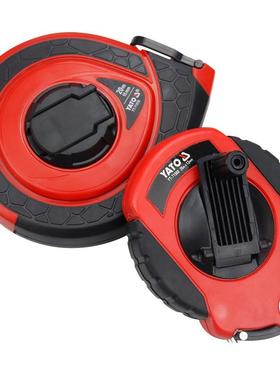 YATO卷尺筑玻璃纤维皮软尺子20-30-50测量建工程米HEJ盒盘长钢卷