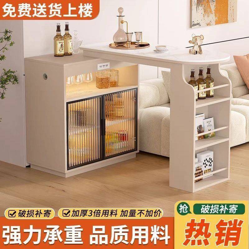 吧隔断柜厅抽拉式沙发旁客QQA台复古黑色收纳吧柜餐边柜带台餐桌