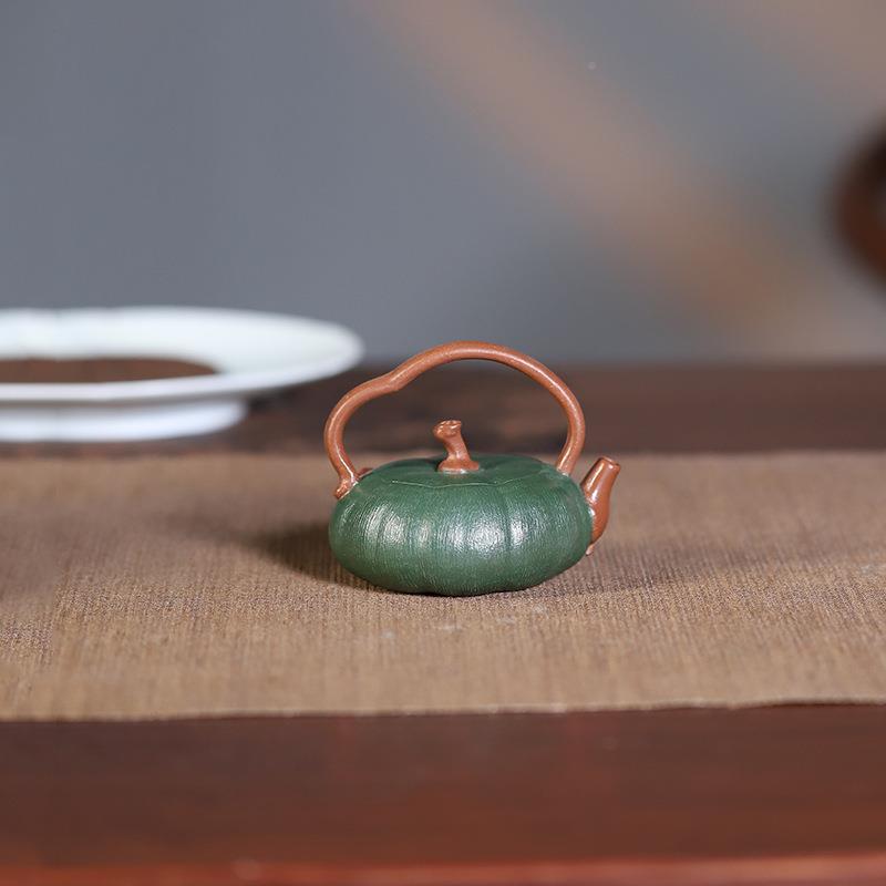 原矿胎段泥粉浆手工薄CFU无全恙南瓜提梁100ML仿壶生泡茶宜兴紫砂