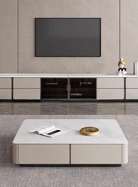 木意式轻客奢RZG极简岩实地板电视柜茶几组合玻璃门烤漆落大储物