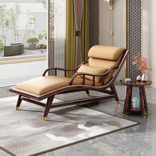 新木中式金檀木闲全ULD实沙发躺椅午休单人阳台休椅懒紫人椅贵妃