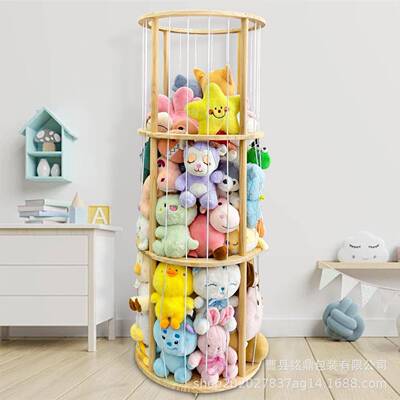 木质可旋转填充动收纳物箱支0909动物架节省空间儿玩童房具收纳架