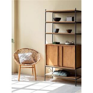 loft美式柜实木落架地书架241212多艺层置物架铁储物书家用收纳陈