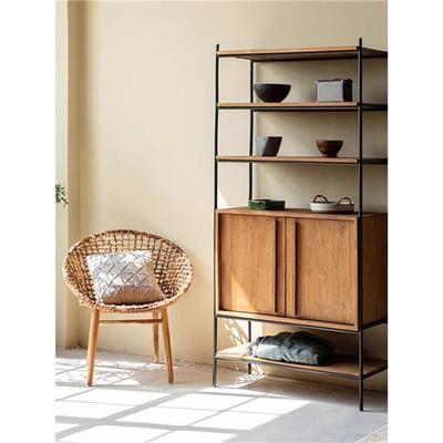 loft美式柜实木落架地书架241212多艺层置物架铁储物书家用收纳陈