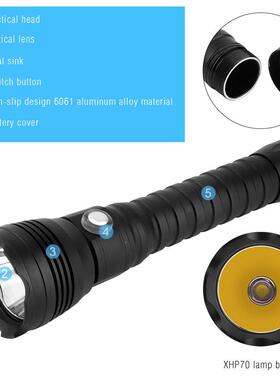 新款XHP7L0二A28代强光充电潜水手电筒外高亮ED100户米4000lm