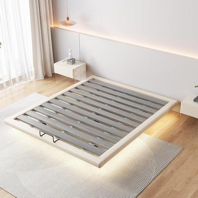 无床头悬双床架床主卧床网红轻奢皮床简约婚床榻榻米人SUC科浮技